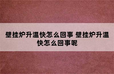 壁挂炉升温快怎么回事 壁挂炉升温快怎么回事呢